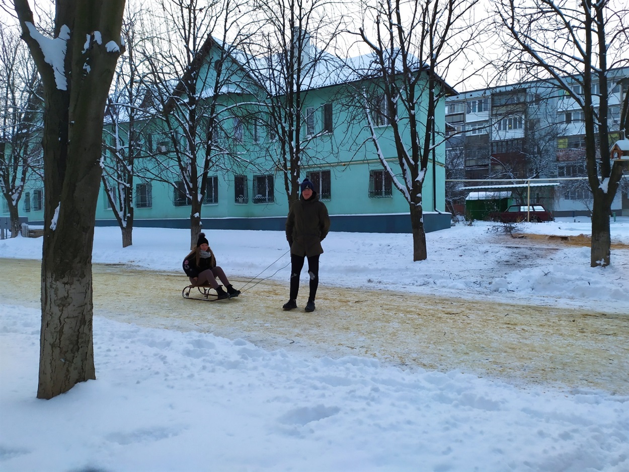 Молодь на санках