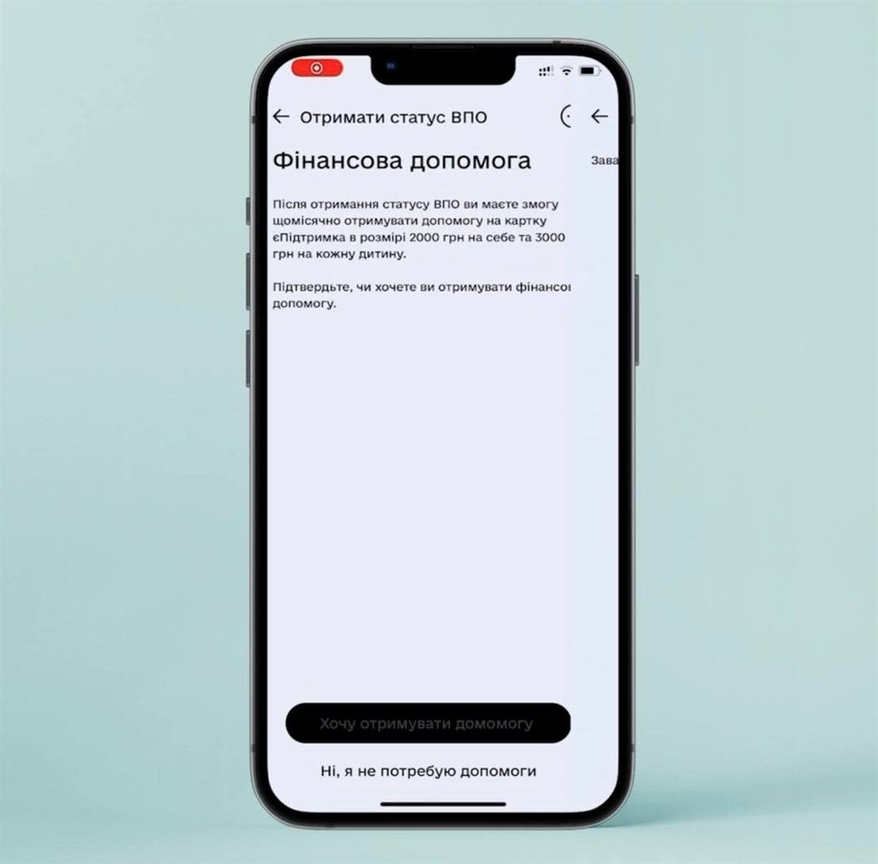Оформивши в "Дії" статус ВПО, одразу можна оформити виплати