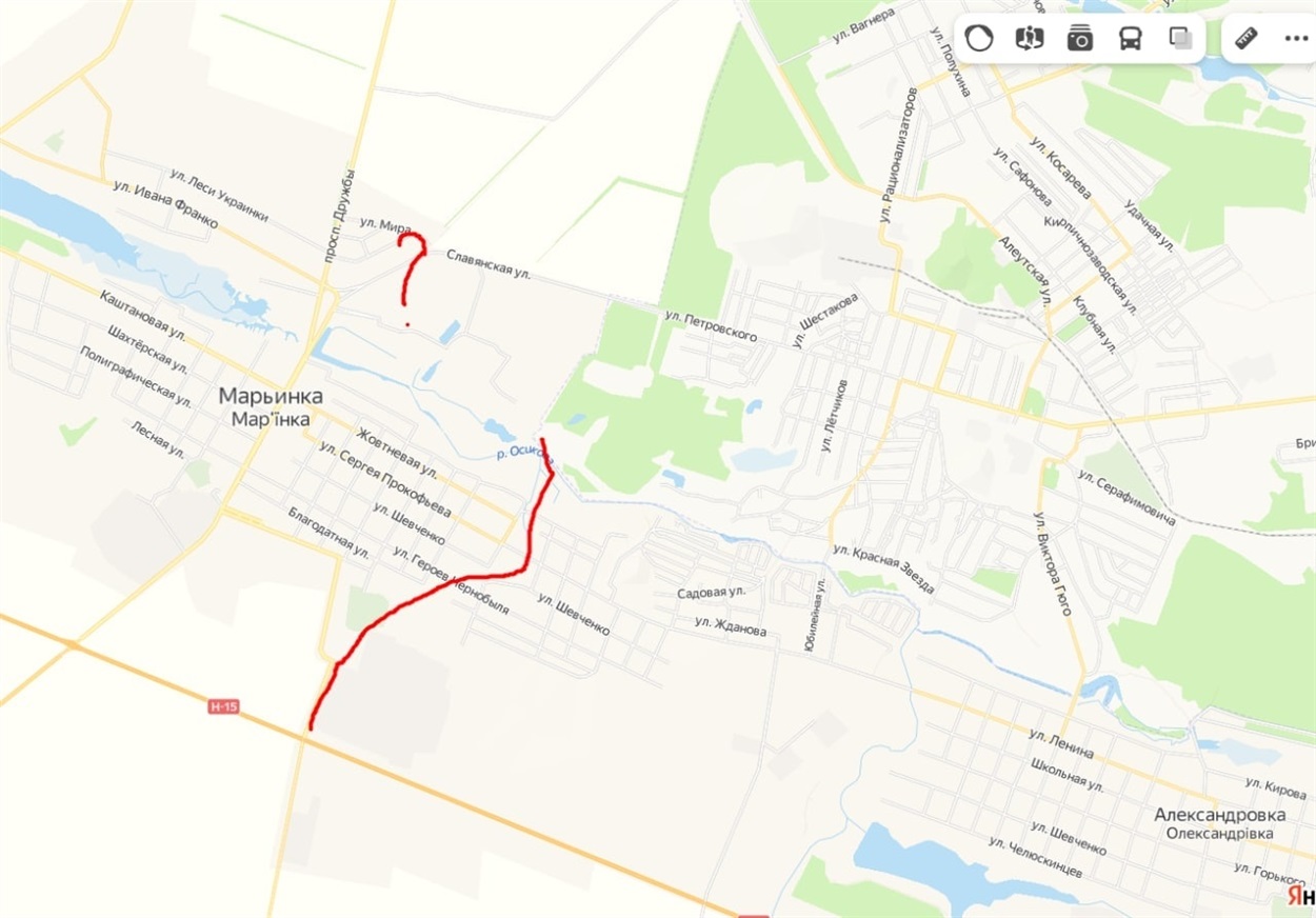 Лінія фронту в Мар'їнці