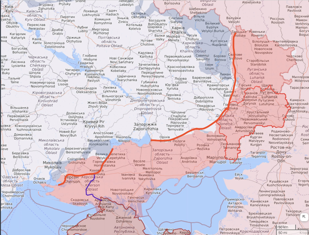 Очікувана лінія фронту взимку
