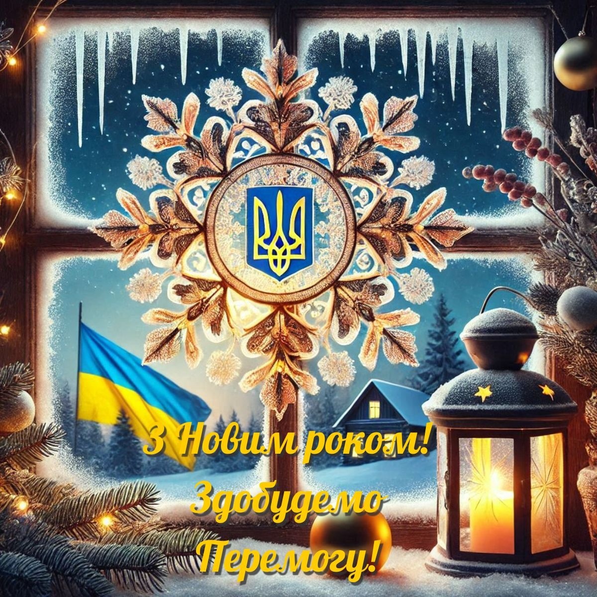 Картинка з тризубом і українським прапором